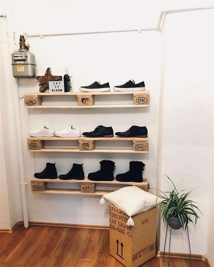 prateleira de pallet para sapatos