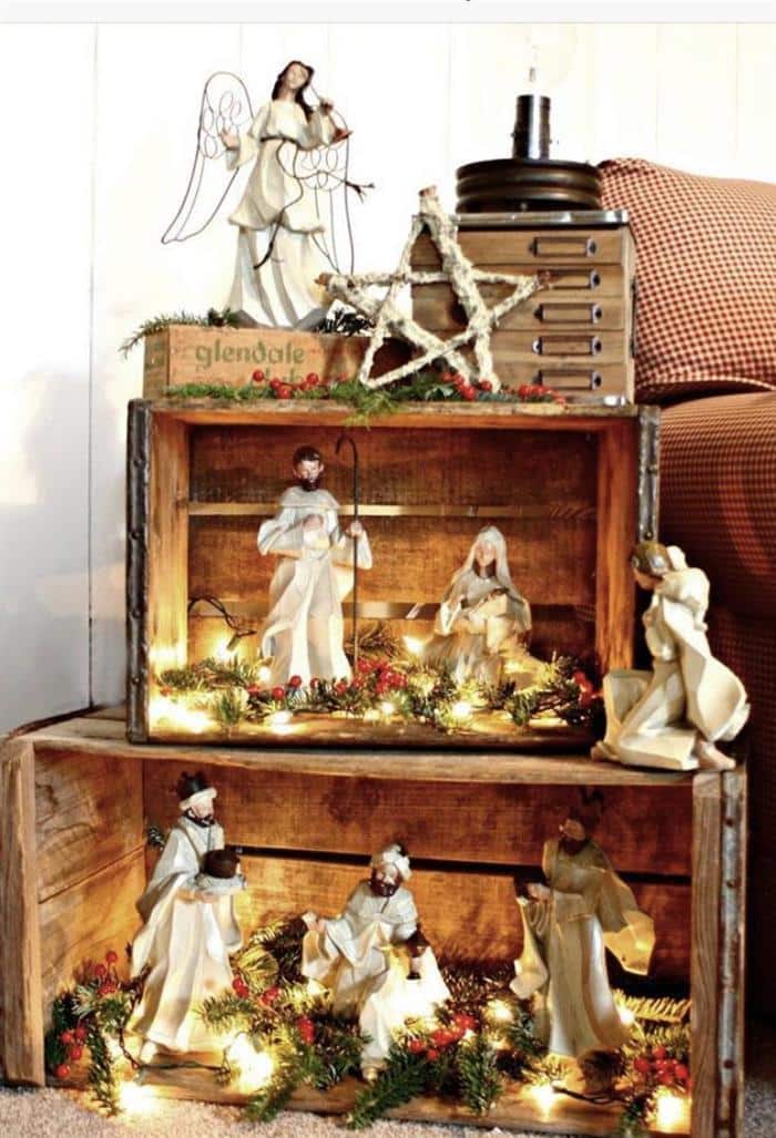 Presépio de natal no caixote