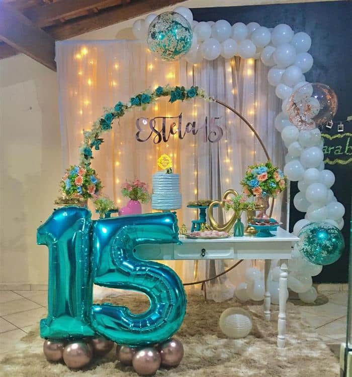 decoração festa azul e branco