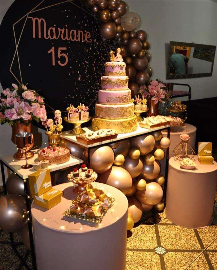 decoração festa preto e rosa
