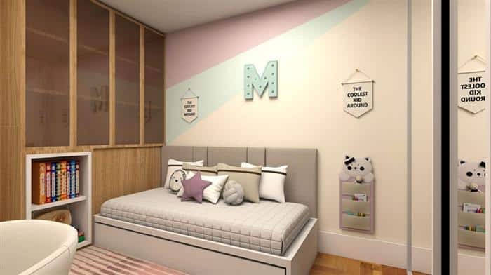 parede pintada com fita duas cores