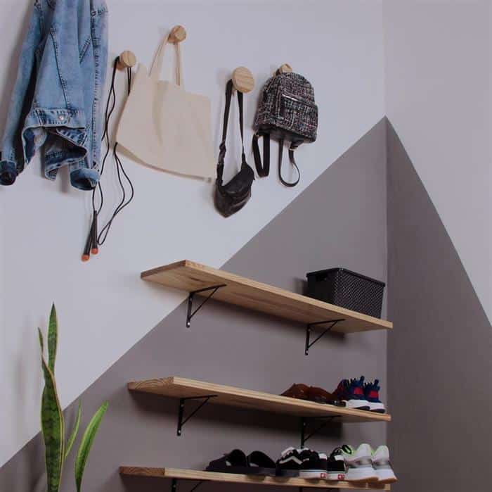 parede pintada com fita para canto organizador