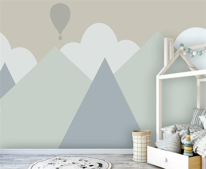 parede pintada com fita para quartop montessoriano