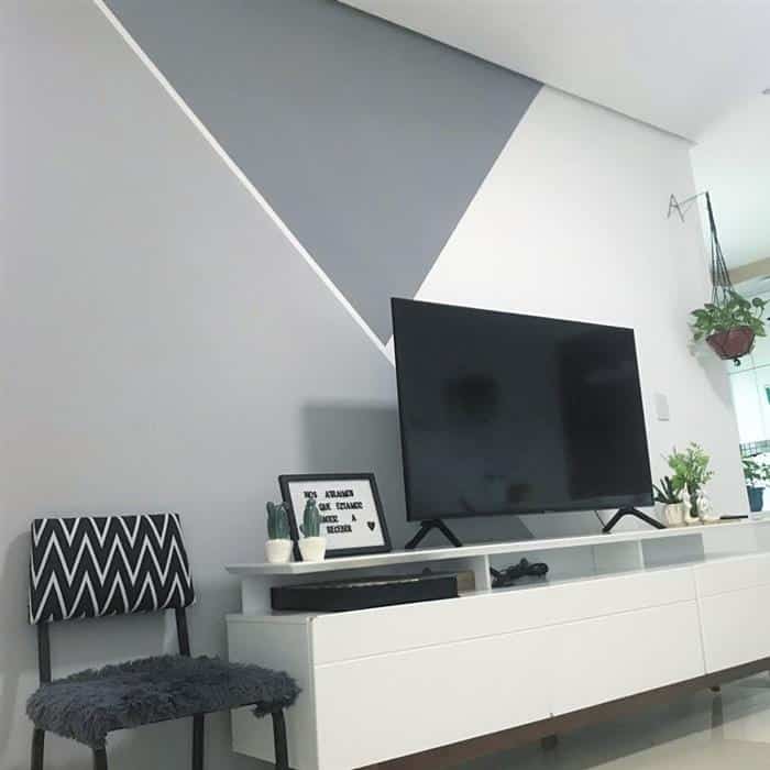 parede pintada com fita para sala