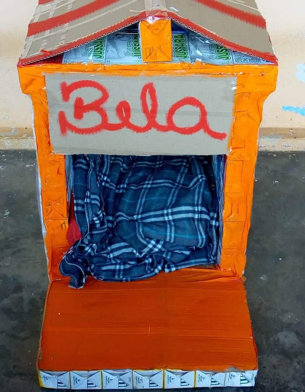 casinha com caixa de leite para cachorro