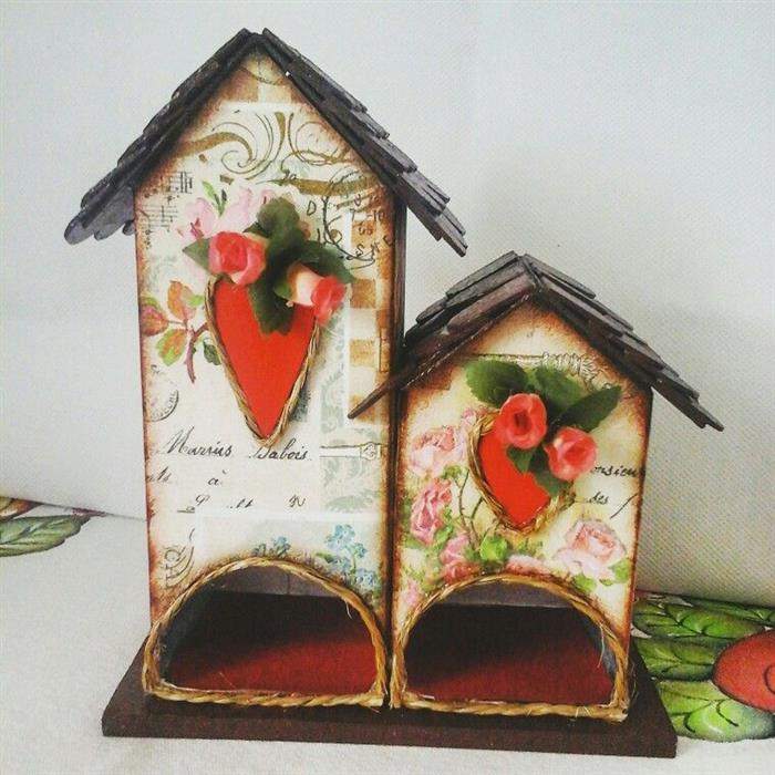 casinha porta cha feita com caixa de leite