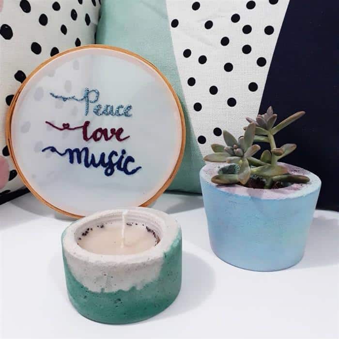decoração com vasos de cimento