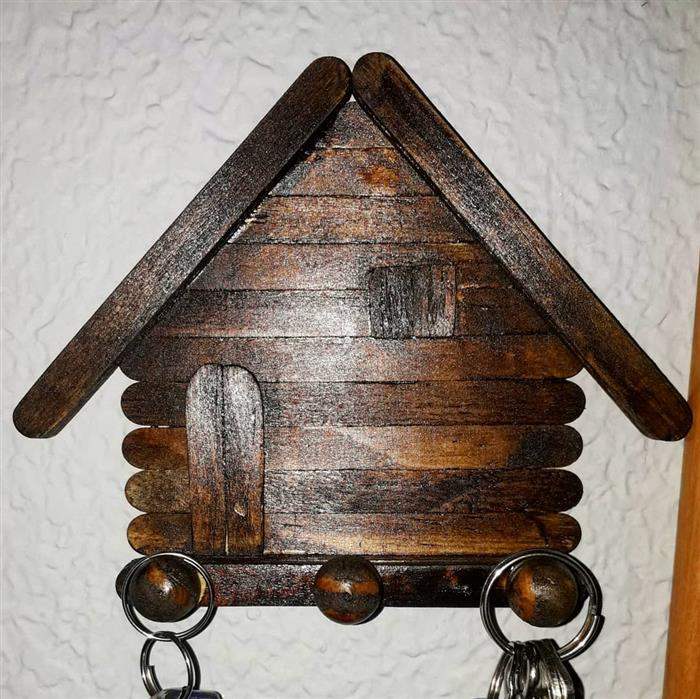 porta chaves de palitos de sorvete
