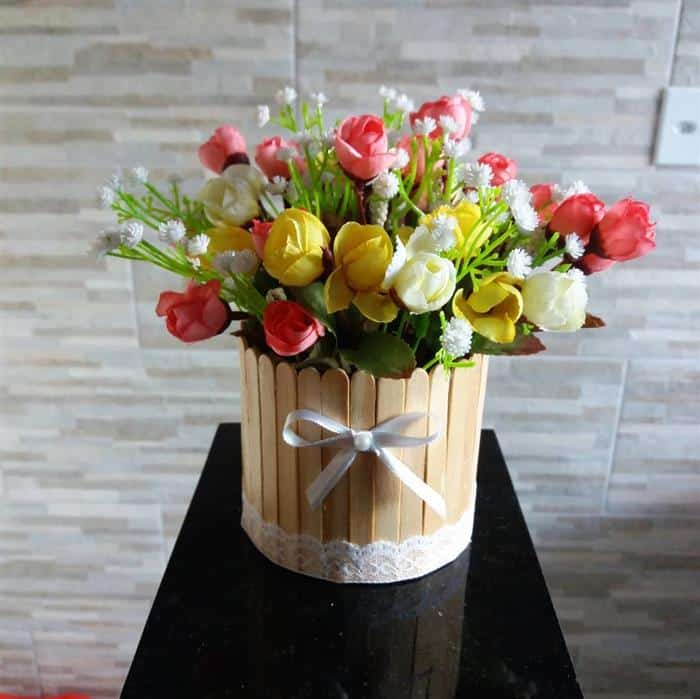 porta plantas feito com palito