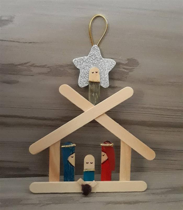 presepio de natal feito com palitos