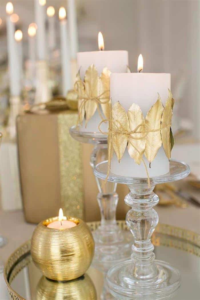 decoração de ano novo dourado e branco