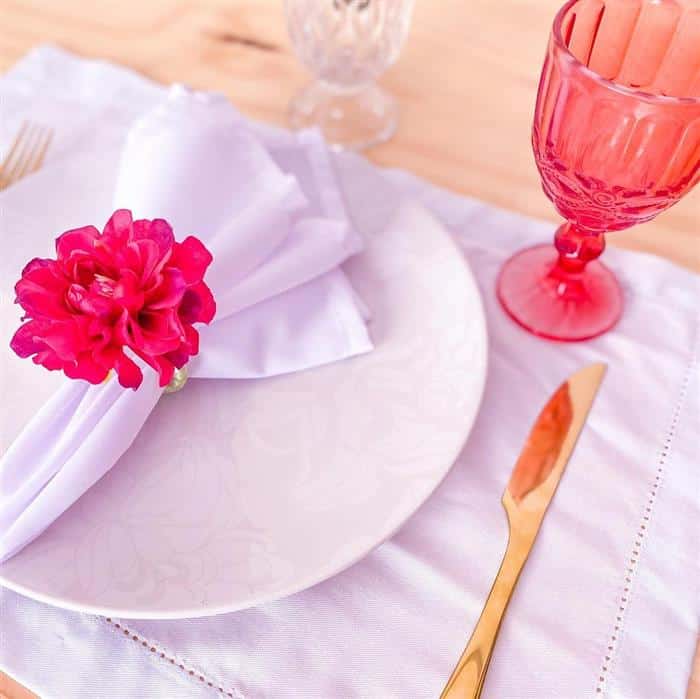 porta guardanapo flor rosa
