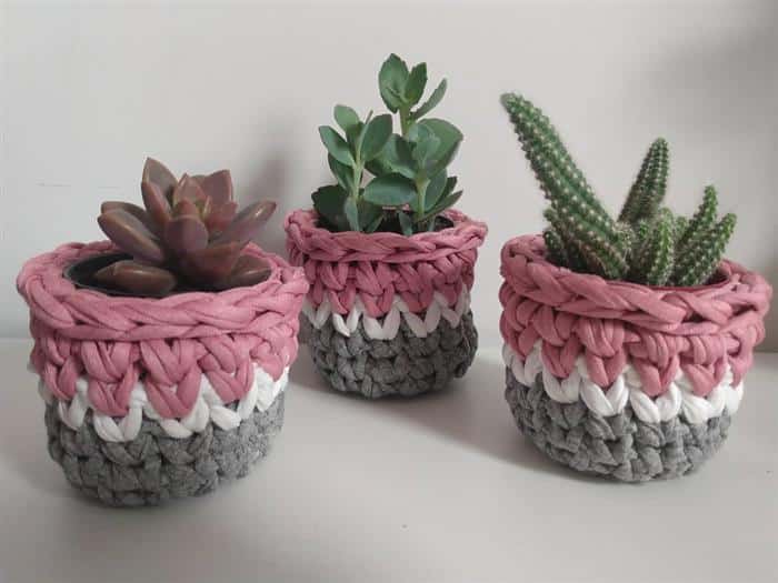 cachepô de croche para suculentas