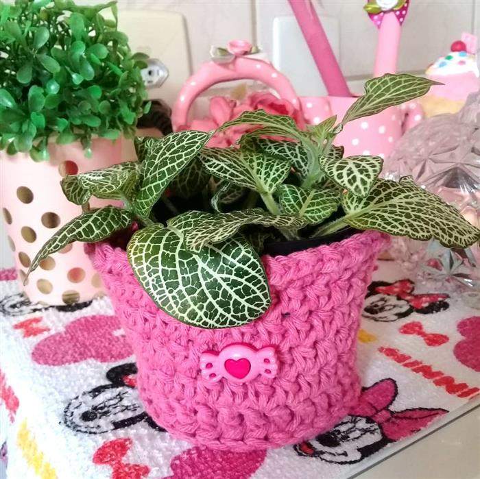 cachepot de croche para plantas