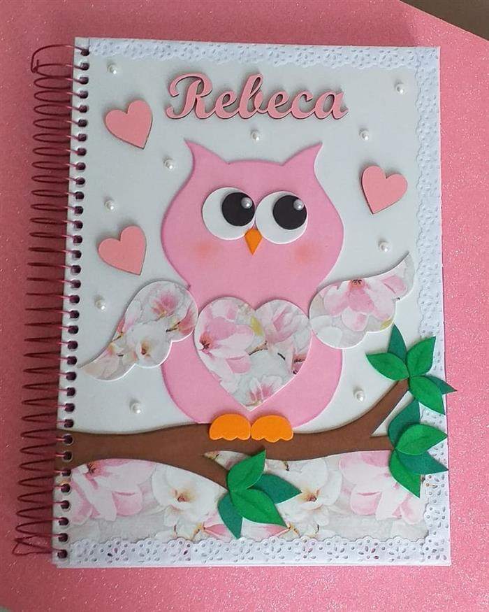capa de caderno corujinha