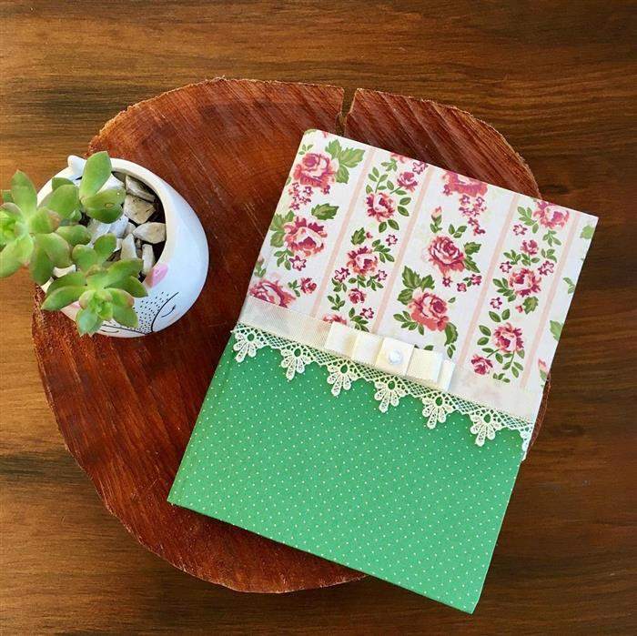 capa de caderno tecido