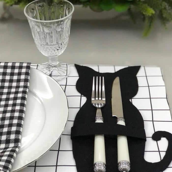 Porta talher de tecido gatinho